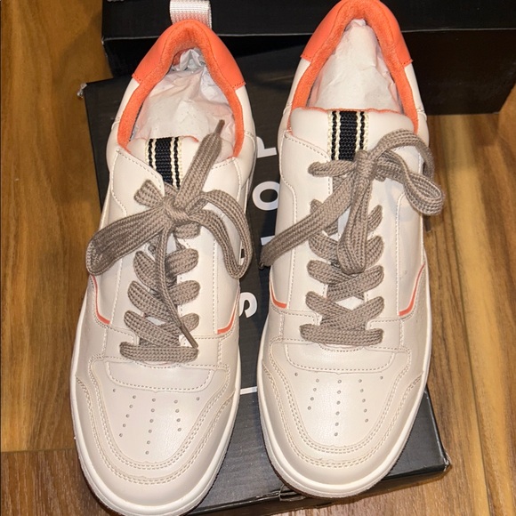 NWB SHU SHOP ROMI FASHION TAUPE and Orange Sneakers size 9 or 11 - Picture 7 of 11